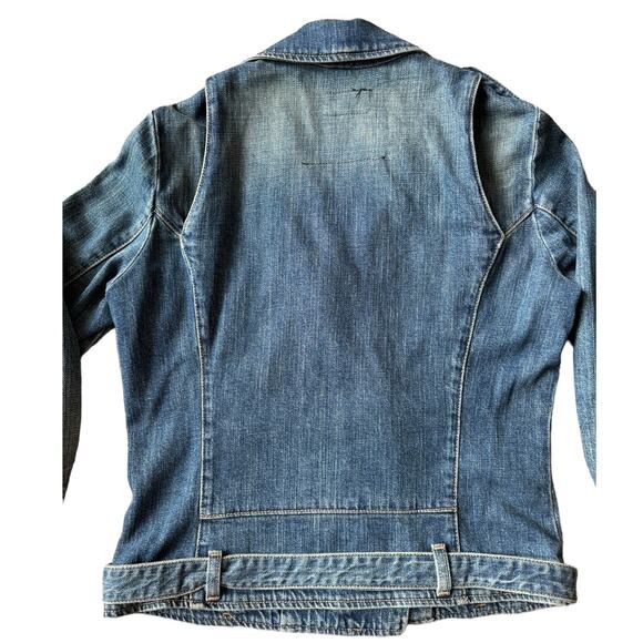 Vintage Y2K Current Elliott The Biker Jacket blue denim Motoside zipper size 6 - Picture 10 of 16